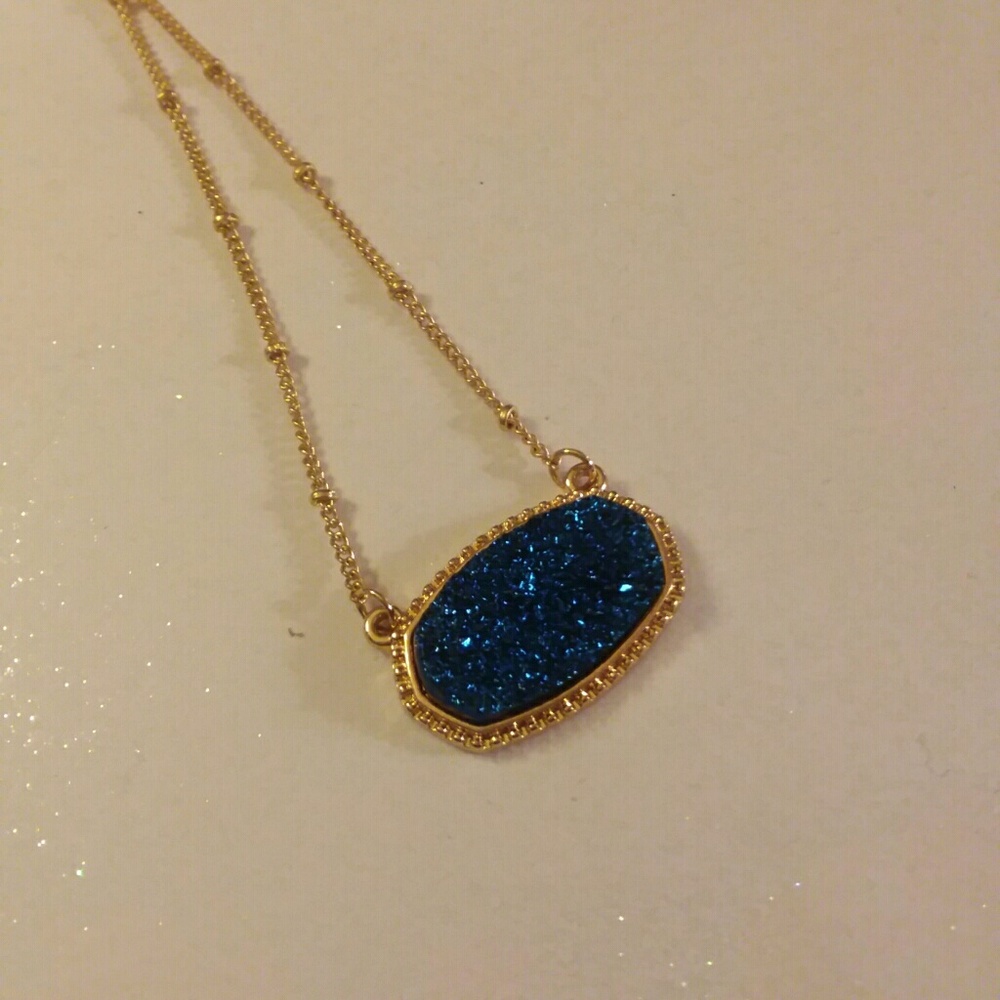 Blue Ink Drusy Necklace
